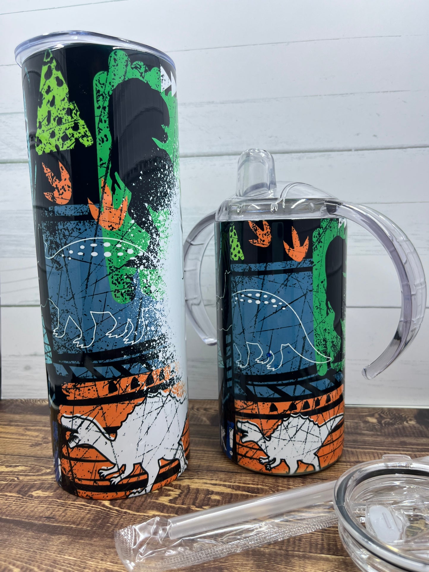 Mama’s Boy Sippy Cup & Boy Mama Cup Set, 12oz kids sippy cup with lid and straw, 20oz Tumbler for mom, Matching Dinosaur Cups